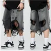 Hip Hop Mens Shorts Summer High Street Man Denim Short Knee Length Pants 240315