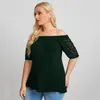 plus Size Sexy Sl Neck Elegant Summer Top Women Lace Patchwork Half Sleeve Casual Blouse T-shirt Tee Plus Size Clothing 6XL Z4gY#