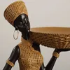 織られたテクスチャーアフリカの部族の女性の置物黒い女の子飾り特徴的な装飾オブジェクトホーム装飾アクセサリー240318