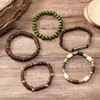 Charm Bracelets Vintage Cross Multi-Layer Beaded Wooden Beads Men's Bracelet Multi-Piece Set