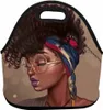 Afro African Women Lady Neoprene Lunchväska Isolerad lunchlåda för kvinnor män vuxna barn tonåringar pojkar tonårsflickor småbarn l81a#