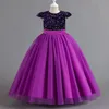 Teenage Girls Dress Summer Childrens Clothing Party Elegant Princess Long Tulle Clothes Kids Sequined Wedding Ceremony Dresses 240318