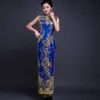 Chinês Traditial Chegsam Bordado Dr Bordado Casamento Lantejoulas Vermelhas Rendas Lg Qipao Festa Noite Sexy Dres H6BD #