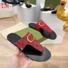 2024 Designer Damesslippers Strand Leer Klassiek Logo Reliëf In elkaar grijpende Slides String Sandalen Luxe Zomer Marine Web Roze Slippers Casual Sandaal