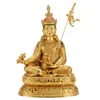 Figurines décoratives 42,5 cm en cuivre et laiton doré Padmasambhava Bouddha Statue Bouddhisme du Tibet Guru Rinpoche "Lotus-Born" Sculpture Décoration d'intérieur