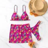 Maillots de bain pour femmes Tendance Bikinis Ensemble avec jupe Floral Femmes Brésilien Y2K Maillot de bain trois pièces Maillot de bain Triangle Bikini Beach Outfit