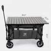 Camp Furniture Whitsunday Folding Collapsible Utility Camping Park Wagon Cart with Aluminium Table Plate (Gray) YQ240330