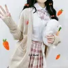 Spring Autumn LG Sleeve Lovely Radish Knit Cardigan V Neck Tröja Outwear Jacket Pälsa för JK School Uniform Studentkläder C4GS#