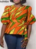 plus Size VONDA Women Elegant Blouse 2024 Fi Short Puff Sleeve Printed Party Shirts Casual Pullover Tops Oversize Shirts K7N1#