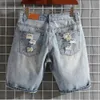 Merk Heren Grote Maat Shorts Knielange Zomer Rijbroek Denim Bermuda Klassieke Stretch Korte Broek Jean Mannelijke D30 240325