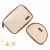 DHL30PCS kosmetiska väskor Kvinnor Canvas Beige Square Shell Shaped Travel Storage Bag J0XY#