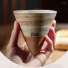 Kopjes Schoteltjes Creatieve Retro Keramische Koffiekopje Ruw Aardewerk Thee Japanse Latte Pull Bloem Porselein Huishoudelijke Taps toelopende mok