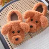 Slippers Comwarm Leuke Hond Korte Pluche Voor Vrouwen 2024 Winter Warm Harige Katoenen Schoenen Koppels Thuis Indoor Slaapkamer Gezellig