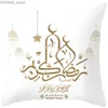 Poduszka Ramadan Mubarak dekoracyjne przypadki sofy sofa poduszka na poduszkę islamską muzułmański meczet Ramadan Decor Home Y240401