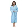 Home Clothing Women Lapel Large Pocket Print Bathrobe Ladies Long Sleeve Printed Flannel Loose Python Couple Robe Female