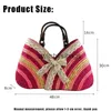 Totes YoReAi Womens Summer Handmade Vacation Bag Colored Striped Grass Bag Handmade Womens Basket Lace Handbag Womens Handbag H240330