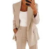 Costume veste femmes Blazer deux pièces ensemble tissu solide bureau dame vêtements manches longues pardessus automne hiver tempérament tenue 240329