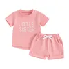 Set di abbigliamento Abiti estivi per bambina Abiti coordinati per piccola sorella maggiore T-shirt a maniche corte Top e pantaloncini da jogging