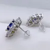 Studörhängen SACE GEMS 925 Sterling Silver Sapphire High Carbon Diamond Tanzanite For Women Sparkling Wedding Fine Jewelry