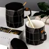 Mugs Fashion Simple Coffee Irregular Rhomboid Lattice Grain Ceramic Cup Breakfast Milk Lovers Tea