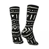 Chaussettes pour hommes rétro noir et blanc fou unisexe tissu de boue africain tissu de boue Bogolan Art Harajuku imprimé équipage chaussette