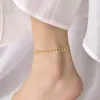 Anklets Korean Style Sweet Geometric Stainless Steel Anklet For Women Elegant Jewelry Bracelets On Foot Leg Beach Casual Chain Gift Dr Ot8Pz