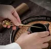 Colheres de chá cerimônia ameixa lótus acessórios estilo requintado puro chinês em forma de agulha flor cobre profissional 1pc colher