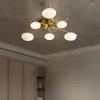 Потолочные светильники Постмодернистские латунные подвесные светильники для столовой в скандинавском стиле, простые спальни, кабинет, детский мрамор