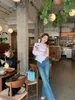 Jeans pour femmes Reddachic rayé Flare pour femmes Blue Wash High Rise Slim Fit Denim Bell Bottoms Y2K Pantalon Vintage Vêtements