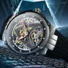 Armbanduhren STARKING Tourbillon Mechanische Uhr Für Männer Sport Silikon Armband 50M Wasserdicht Skeleton Uhren Reloj Hombre