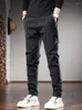 Pantalon pour hommes à rayures, mode décontractée, Style coréen, noir, coupe cintrée, pantalon droit