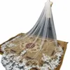 Véu de casamento vintage de alta qualidade 3,5 m Lg corte especial véu de noiva real com pente Bling lantejoulas laço véu de casamento acessórios B7b0 #