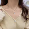 New Shiny Butterfly Exquisite Double Layer Clavicle Chain Necklace Jewelry for Ladies Gift