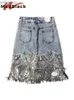 Gonne Skorts Estate Coreana Donne Sexy Denim Mini Gonne A Vita Alta Blu Pacchetto Hip Jeans Moda Perline Gonna Nappa New Hot 2022 B05601 240330