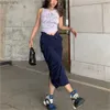 Spódnice Skorty Koreańskie spódnice Midi dla kobiet w stylu vintage cargo spódnice damskie letnia spódnica cargo czarna puchy streetwearu Y2K