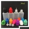 Packing Bottles Wholesale Packing Bottles Colorf Pe Dropper L 5Ml 10Ml 15Ml 20Ml 30Ml 50Ml Needle Tips With Color Childproof Cap Sharp Dhvdk