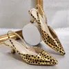 Sandals 2024 Fashion Elegant Women 3cm High Heels Back Strap Lady Slingback Mules Low Heel Luxury Wedding Shoes Slippers 35-43