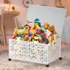 1 grand couvercle de boîte en métal, organisateur de jouets pliable et robuste avec roulettes, organisation de rangement durable pour salle de jeux, salon, chambre à coucher