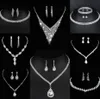 Valuable Lab Diamond Jewelry set Sterling Silver Wedding Necklace Earrings For Women Bridal Engagement Jewelry Gift M0pW#