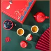 Chiński ślub czerwony zestaw herbaciany ceramiczny herbata kung fu porcelanowa gaiwan Ceremonia Ceremonia 240325