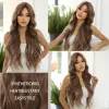 かつらEasihair Long Brown Curly Wavy Synthetic Wigs Brank for Black Afro Women Daily Cosplay Party Natural hat stostant Hair Wig