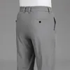 Pantalon d'été pour hommes, extensible, lisse, classique coréen, fin, noir, gris, costume décontracté, marque masculine, taille élastique, 240321