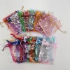 Exibir 200pcs 7x9 9x12 13x18 Butterfly Star Moon Organza Sacos de presente de cordão para jóias Bolsas de exibição de bolsas de embalagem