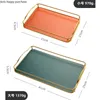 Decorative Figurines Wrought Iron Storage Tray Rectangular Plate Cutlery Grocery Tea Desktop Cosmetic Organize Disk