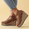 Sandalen Vrouwen Vis Mond Wedge Casual Zomer Open Teen Enkel Strappy Espadrille Platform Chic Schoenen 2024