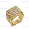 Anelli a banda Bling Bling ghiacciato in acciaio inossidabile anelli di dito quadrati geometrici per uomo Rapper Gioielli Oro Dimensioni di colore argento Gold 7-13 T240330