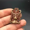 Dekorativa figurer Antiksamling Pure Copper Animal Face små gamla föremål hantverkhänge