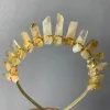 Hårklämmor Barrettes Natural Citrine Crown pannband Moon Diy Handmade Halloween Dekorativ kvart Tiaras Festivalgåvor till hennes droppe d otnk1