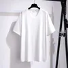 175kg 7XL Plus Size Women's Bust 170 Summer Loose Solid Short-Sleeved V-Neck T-Shirt 2XL 3XL 4XL 5XL 6XL 7XL 6Colors g2Cf#