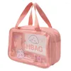 Cosmetic Bags Cute Bear Bag Plastic Double Layer Large Storage Organizer Travel Makeup Portable Zip Pouch